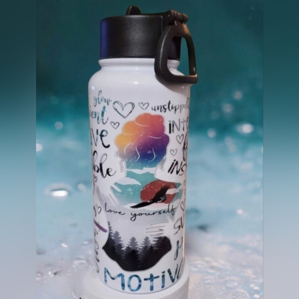 Love Yourself Motivational 32oz Hydro Handle Bottle Tumbler 💜sale